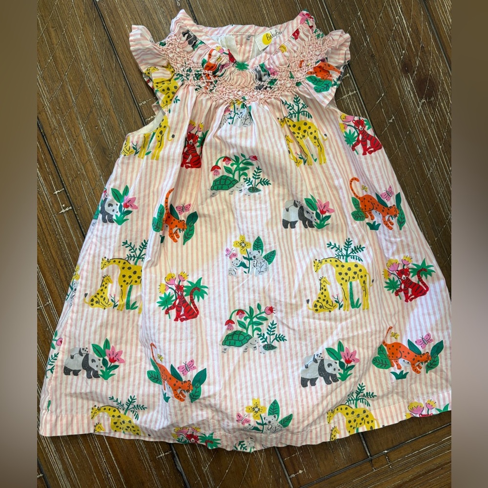 Baby Boden Girls Colorful Animal Print Dress